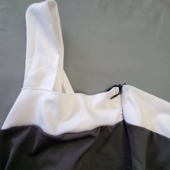 Celmia Collection Black White Pant Jumpsuit NEW Romper Stretch Womens Size L Zip - Picture 6 of 13